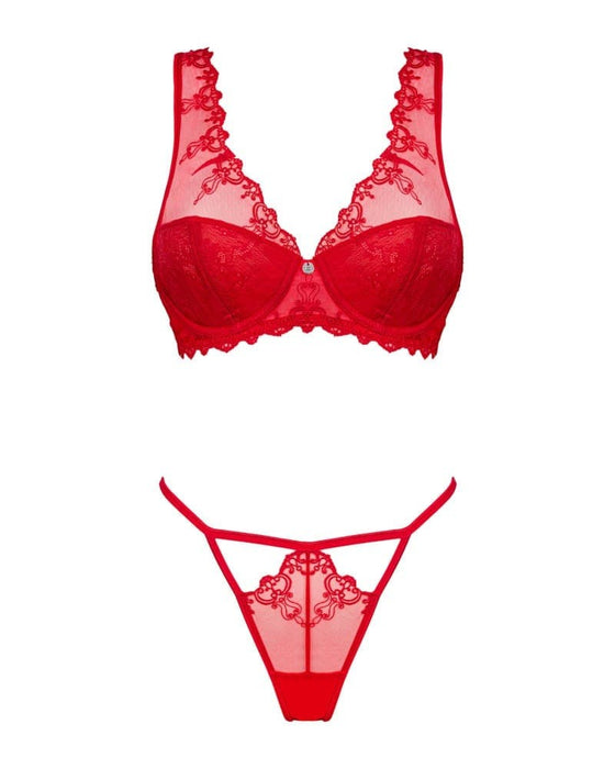 Set lenjerie 2 piese, Obsessive, Lonesia, roșu, S/M