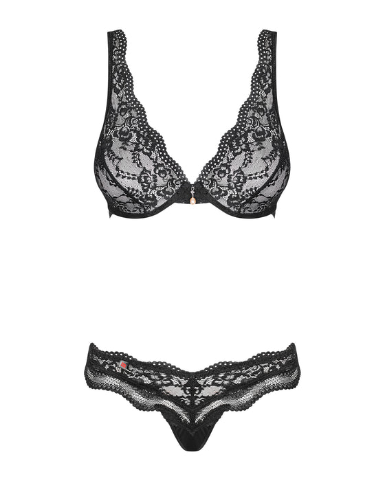 Set lenjerie 2 piese, Obsessive Luvae, negru, S/M