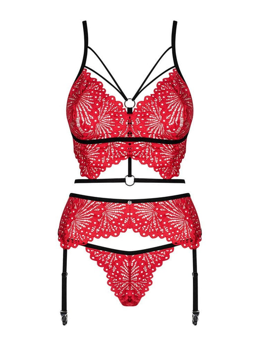 Set lenjerie, Obsessive Mettia, roșu-negru, mărime L/XL
