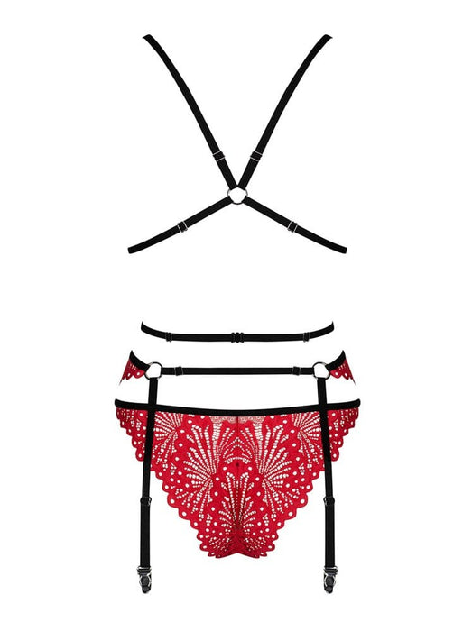 Set lenjerie, Obsessive Mettia, roșu-negru, mărime L/XL