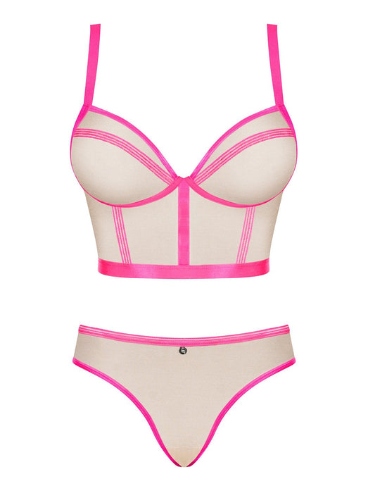 Set lenjerie, Obsessive, Nudelia Top și Chiloți, roz-bej S/M