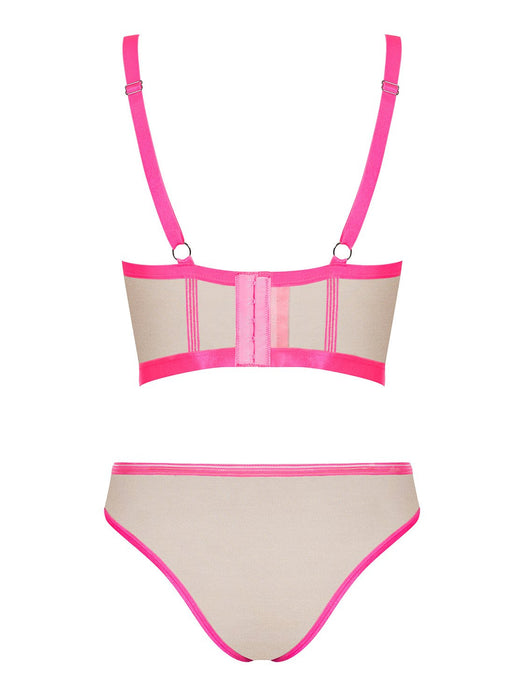 Set lenjerie, Obsessive, Nudelia Top și Chiloți, roz-bej S/M