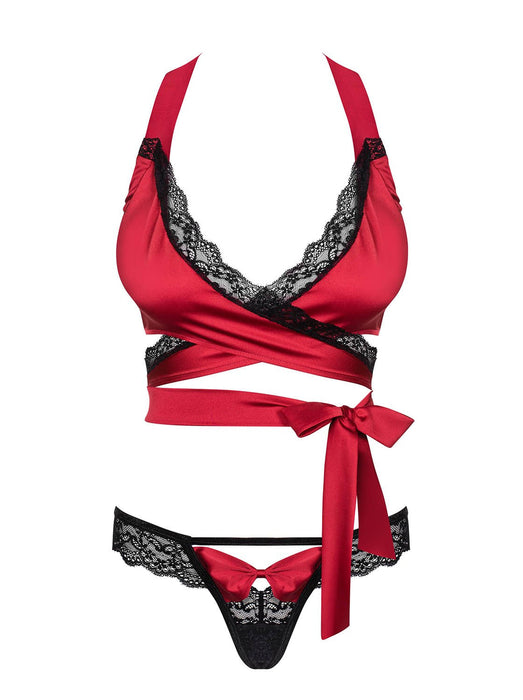 Set lenjerie, Obsessive Sensuelia, roșu-negru, mărime L/XL