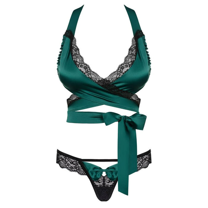 Set lenjerie, Obsessive Sensuelia, verde cu dantelă, L/XL