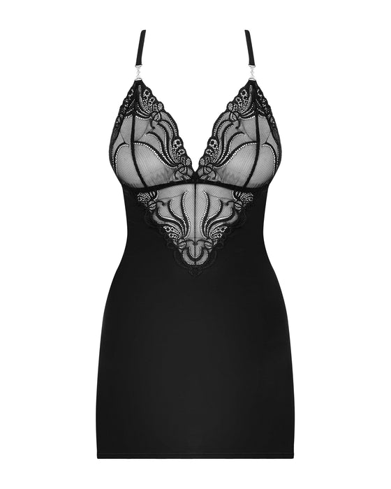 Set Lenjerie Babydoll, Obsessive 828-CHE-1, Negru, S/M