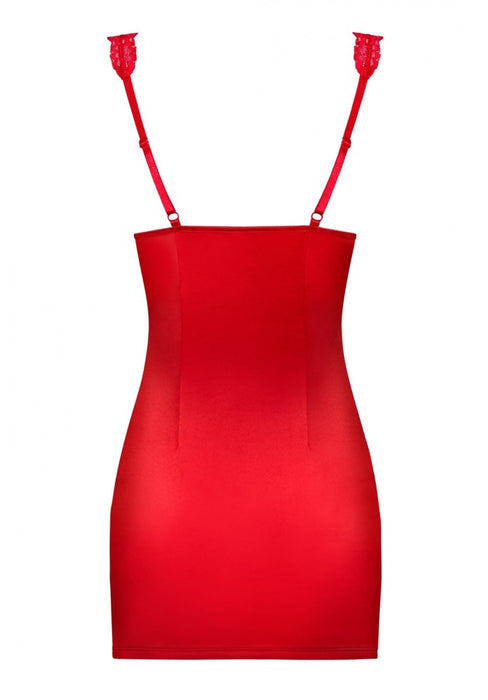 Set lenjerie, Obsessive, cămașă și tanga, roșu, XXL