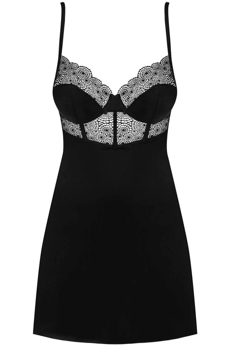 Set Chemise și Tanga, Obsessive Sharlotte, Negru, L/XL