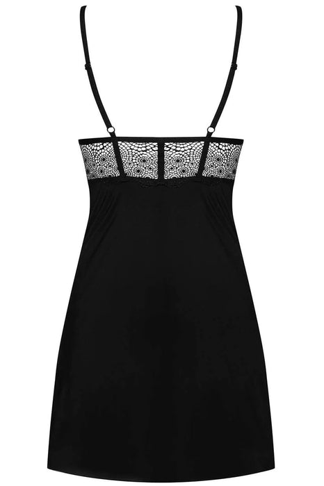 Set Chemise și Tanga, Obsessive Sharlotte, Negru, L/XL