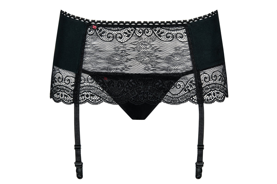 Set portjartier și tanga, Obsessive Miamor, L/XL, negru