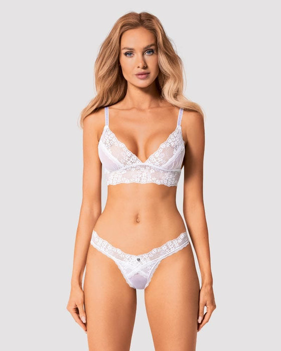 Set lenjerie 2 piese, Obsessive Heavenlly, dantelă florală, XS/S