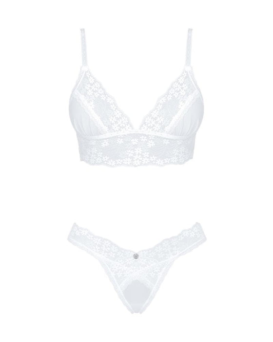 Set lenjerie 2 piese, Obsessive Heavenlly, dantelă florală, XS/S
