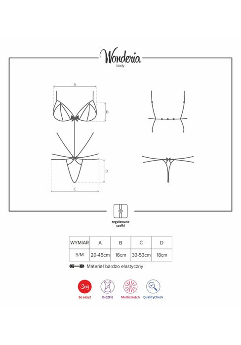 Body dantelat, Obsessive Wonderia, negru, S/M