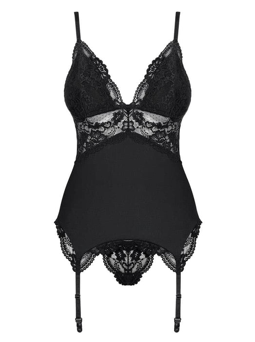 Set Corset și Tanga, Obsessive, Negru, S/M