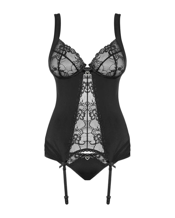 Corset Obsessive Heartina, dantelă negru, mărime L/XL
