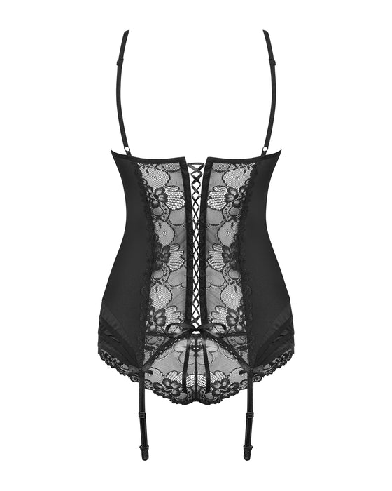 Corset Obsessive Heartina, dantelă negru, mărime L/XL