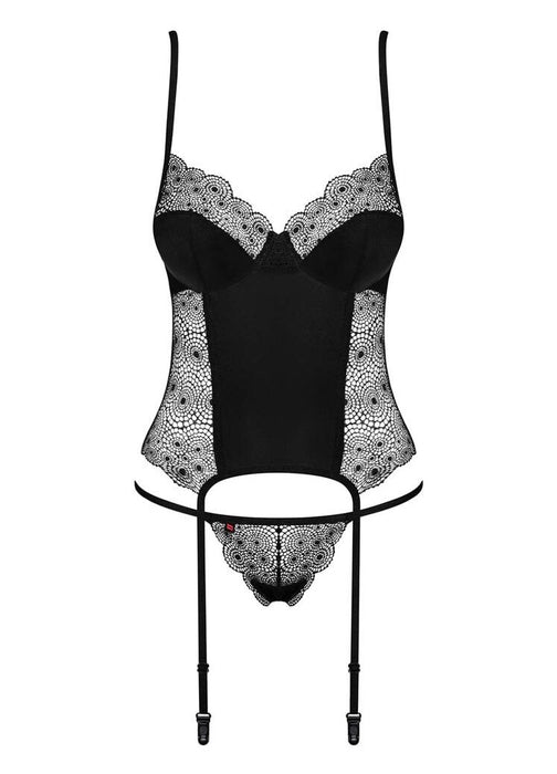 Set Corset și Tanga, Obsessive, Sharlotte, Negru S/M