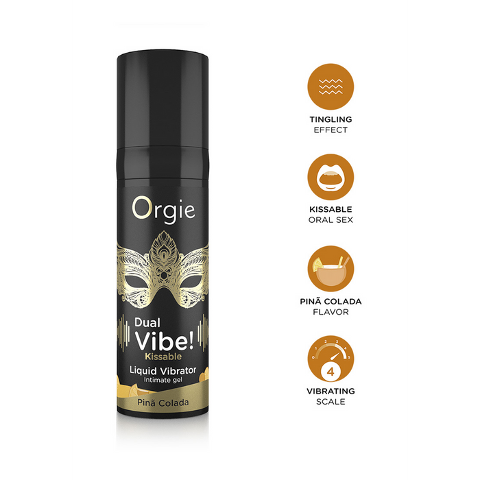 Gel vibrator lichid Orgie Dual Vibe, Pina Colada, 15 ml