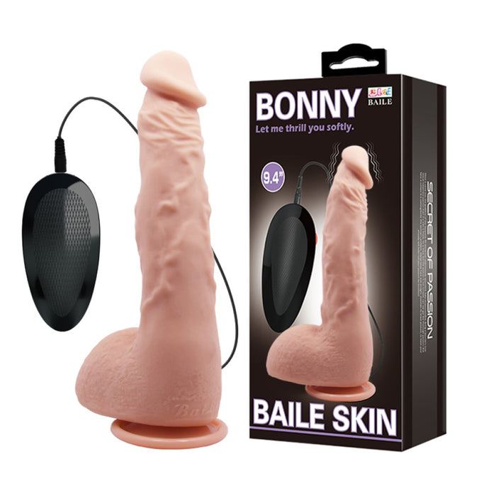 Dildo vibrator, Debra, 9,4 inch, vibrații multiple, ventuză