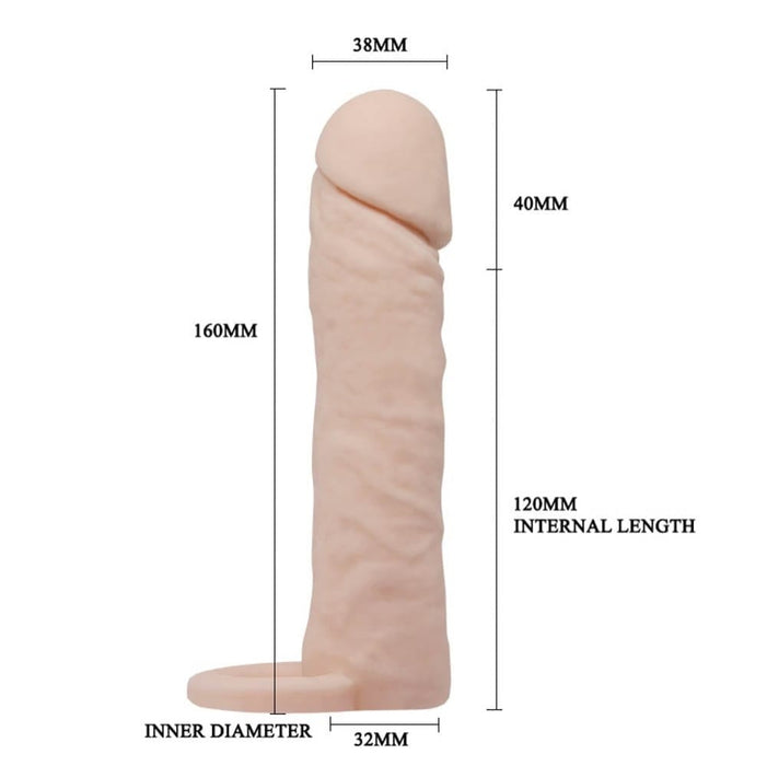 Manșon Extensor Penis, Pretty Love, 6,2 inch, textură realistă