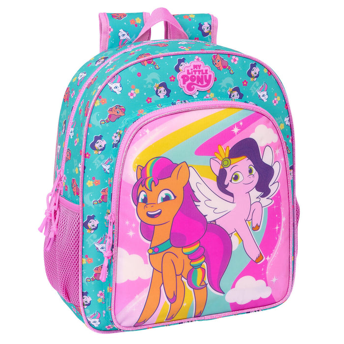 Ghiozdan școlar, My Little Pony, Magic, roz turquoise, 32 x 38 x 12 cm