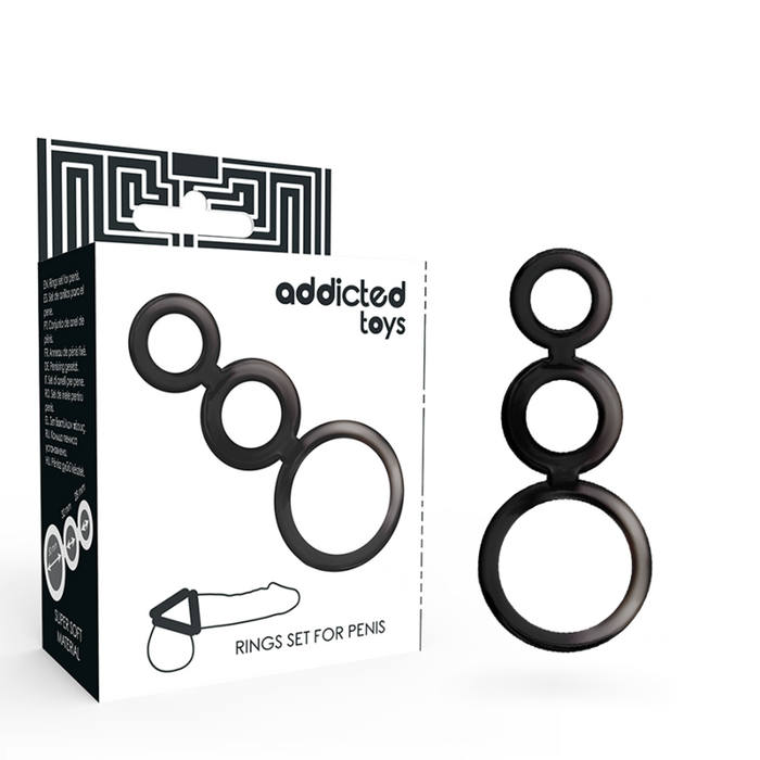 Set inele penis, Addicted Toys, 3 piese, fumuriu