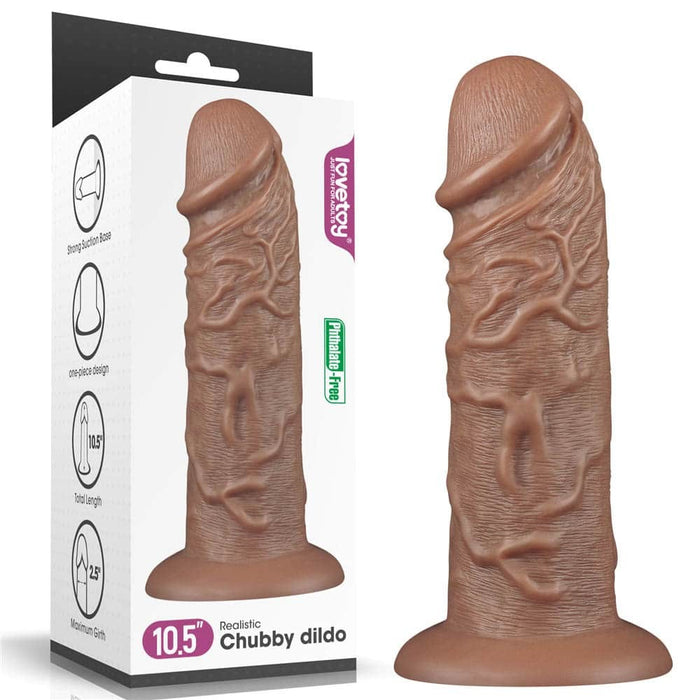 Dildo realistic, Lovetoy, 10.5 inci, maro