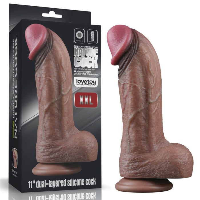 Dildo silicon, Lovetoy, 11 inch, strat dublu
