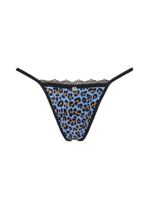 Chilot tanga, Obsessive Nadines, albastru, imprimeu animal