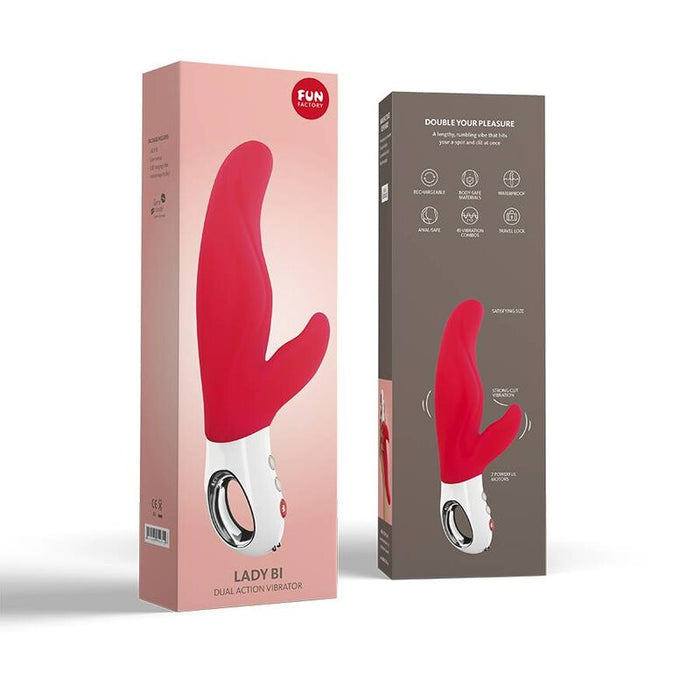 Vibrator dual, Fun Factory Lady Bi, roșu intens