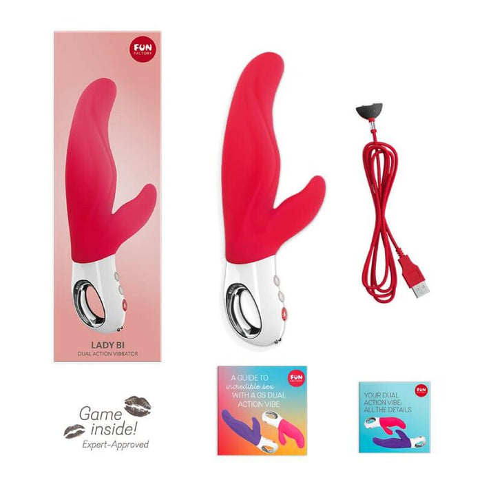 Vibrator dual, Fun Factory Lady Bi, roșu intens