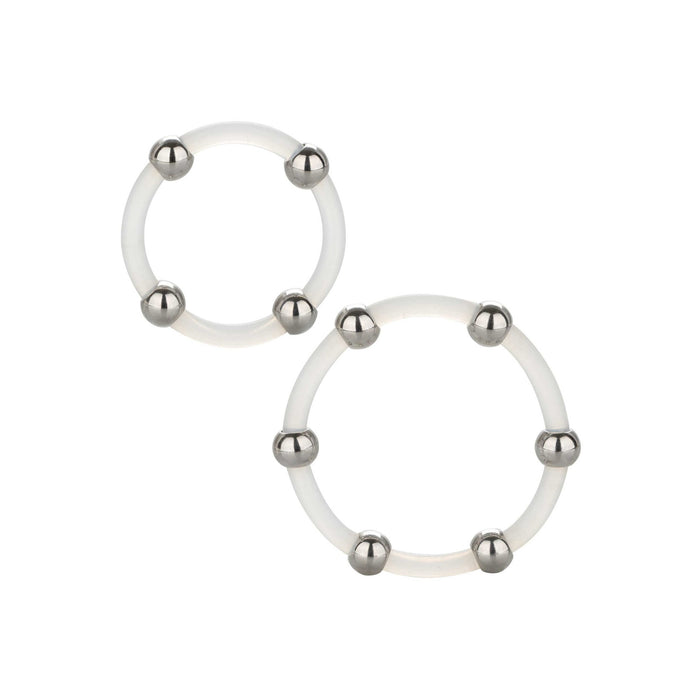 Set inele silicon, CalExotics, bile metalice, mărimi L și XL