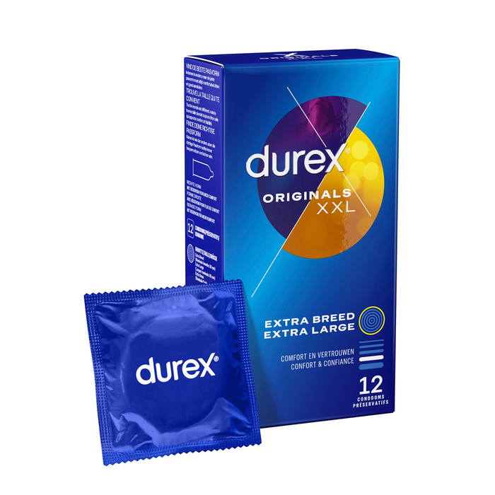 Prezervative, Durex, XXL, latex transparent, 12 bucăți