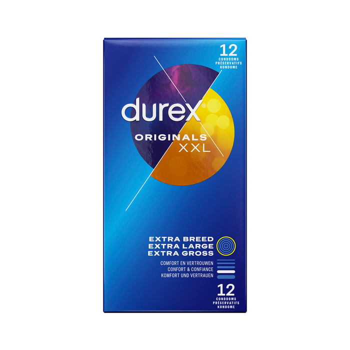 Prezervative, Durex, XXL, latex transparent, 12 bucăți