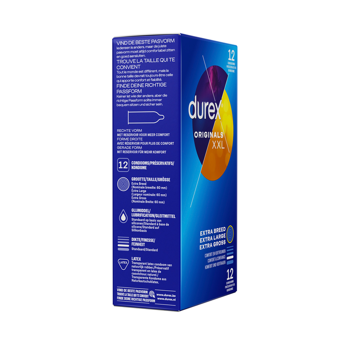 Prezervative, Durex, XXL, latex transparent, 12 bucăți