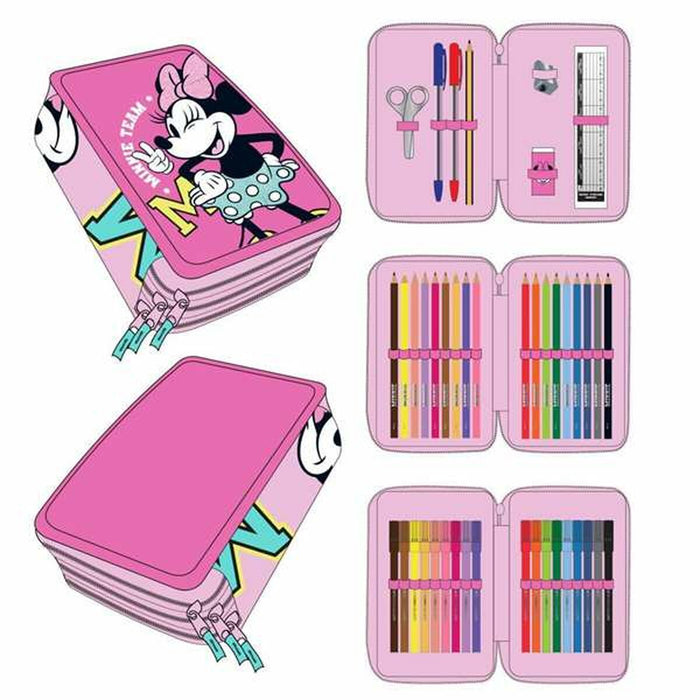 Penar triplu, Minnie Mouse, Fuchsia, plastic durabil