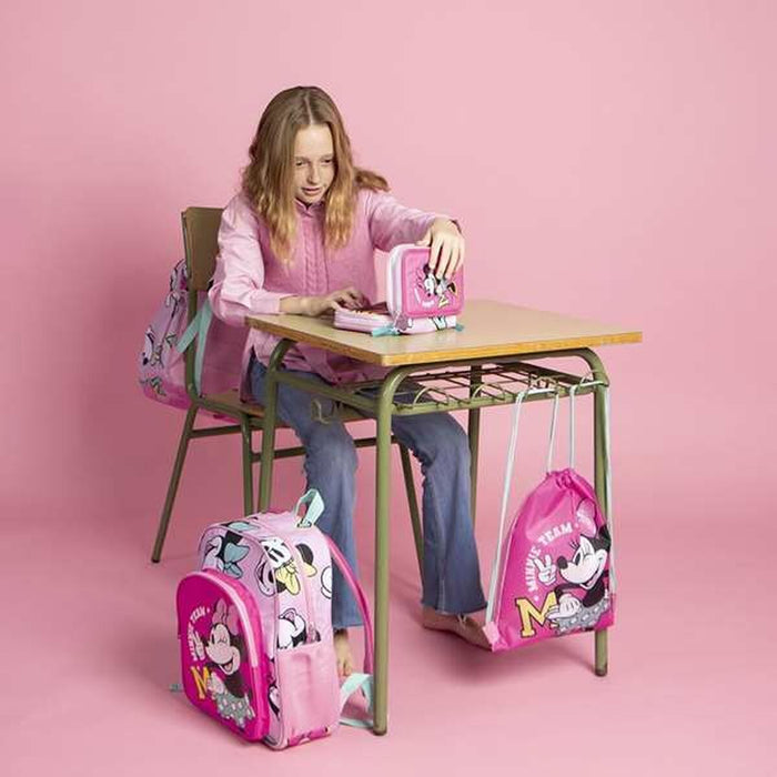 Penar triplu, Minnie Mouse, Fuchsia, plastic durabil