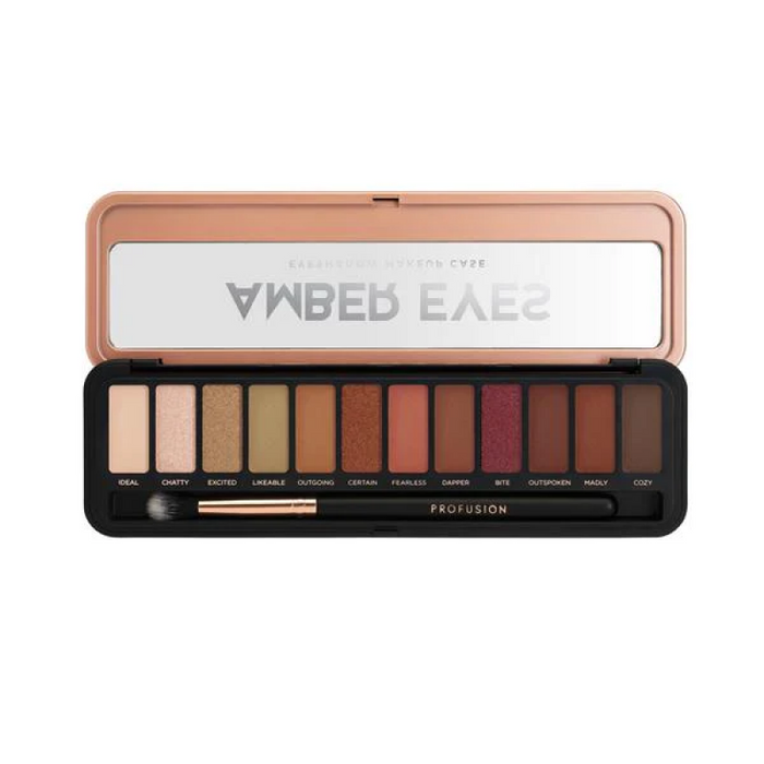 Paletă de farduri de ochi Profusion Cosmetics Amber Eyes, 12 nuanțe, 12 g