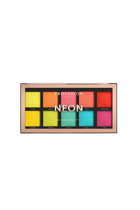 Paletă de farduri de pleoape Profusion Cosmetics Neon, 10 nuanțe, 103 g