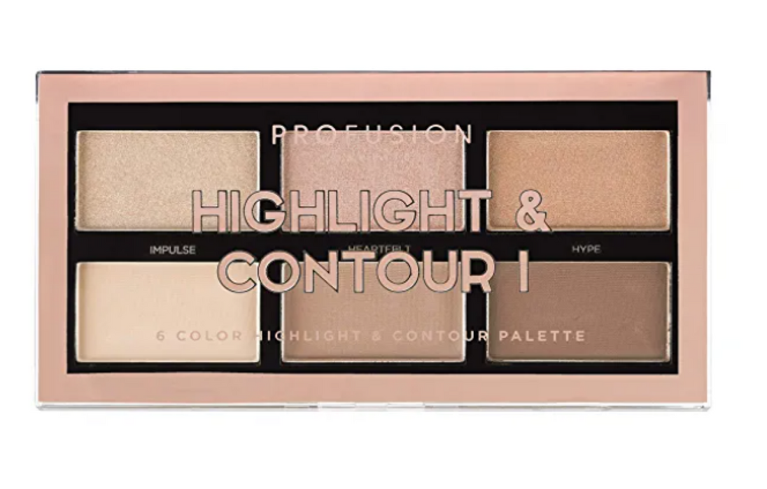 Paletă de iluminare și contur Profusion Cosmetics Highlight & Contour, 6 nuanțe, 7.8 g
