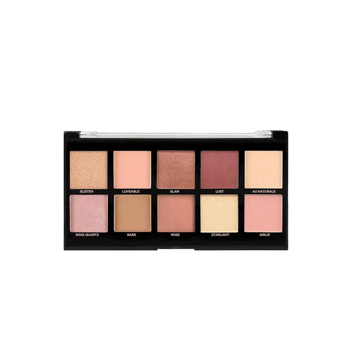 Paletă de farduri de pleoape Profusion Cosmetics Bare Rose, 10 nuanțe, 103 g