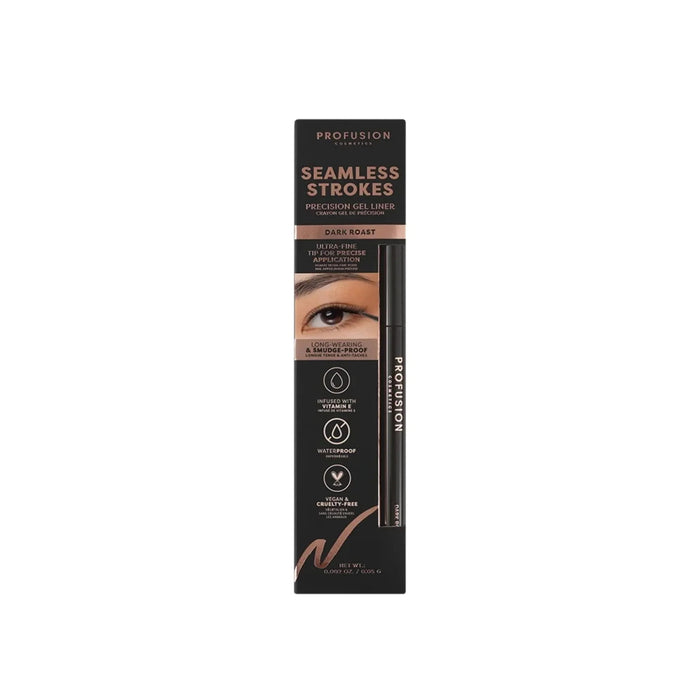 Tuș de ochi în gel Profusion Cosmetics Seamless Strokes, de lungă durată, nuanța Dark Roast, 0,05 g