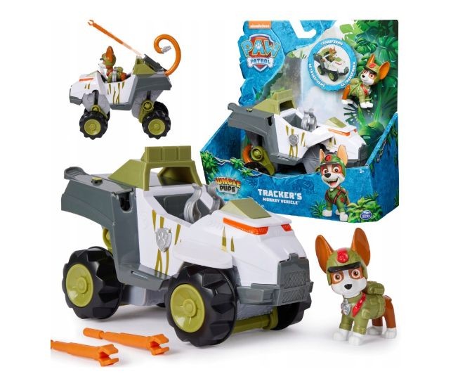 Vehicul de jucărie SpinMaster Paw Patrol, Tracker's Monkey Vehicle, cu figurina Tracker