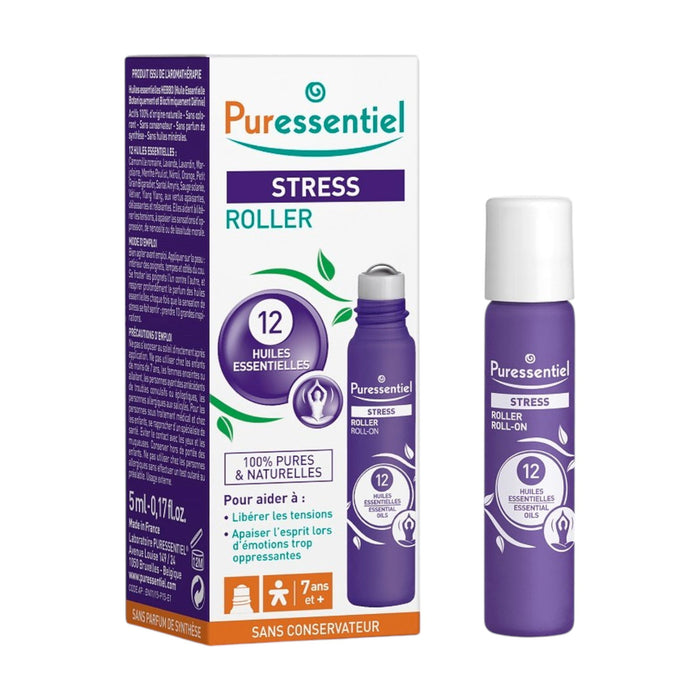 Ulei de corp roll-on Puressentiel Stress, cu uleiuri esențiale, pentru cap, 5 ml