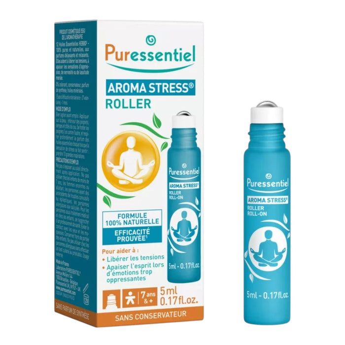 Ulei de corp roll-on Puressentiel Stress, cu uleiuri esențiale, pentru cap, 5 ml