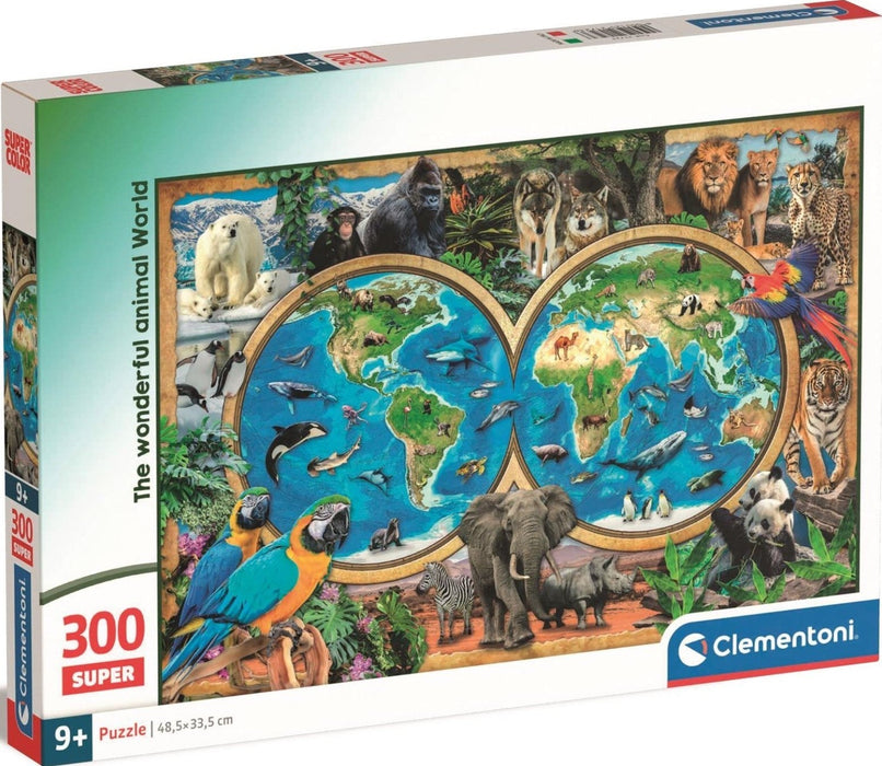 Puzzle Clementoni, Minunata lume a animalelor, hartă, 300 piese, 9+ ani