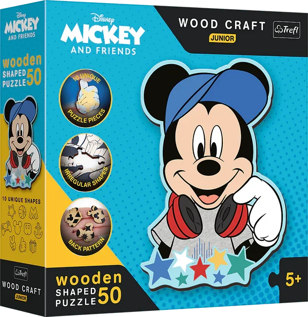 Puzzle din lemn Trefl Disney Mickey and Friends, Mickey, 50 piese, 5+ ani