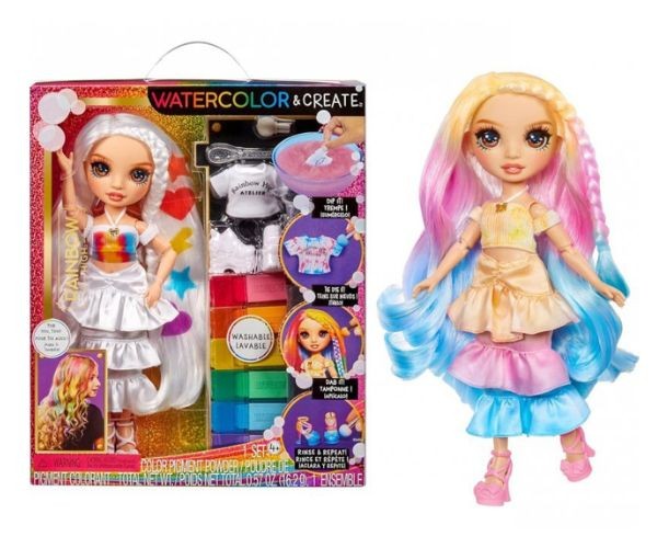 Păpușă MGA Rainbow High Watercolor & Create, cu ochi căprui, 4+ ani