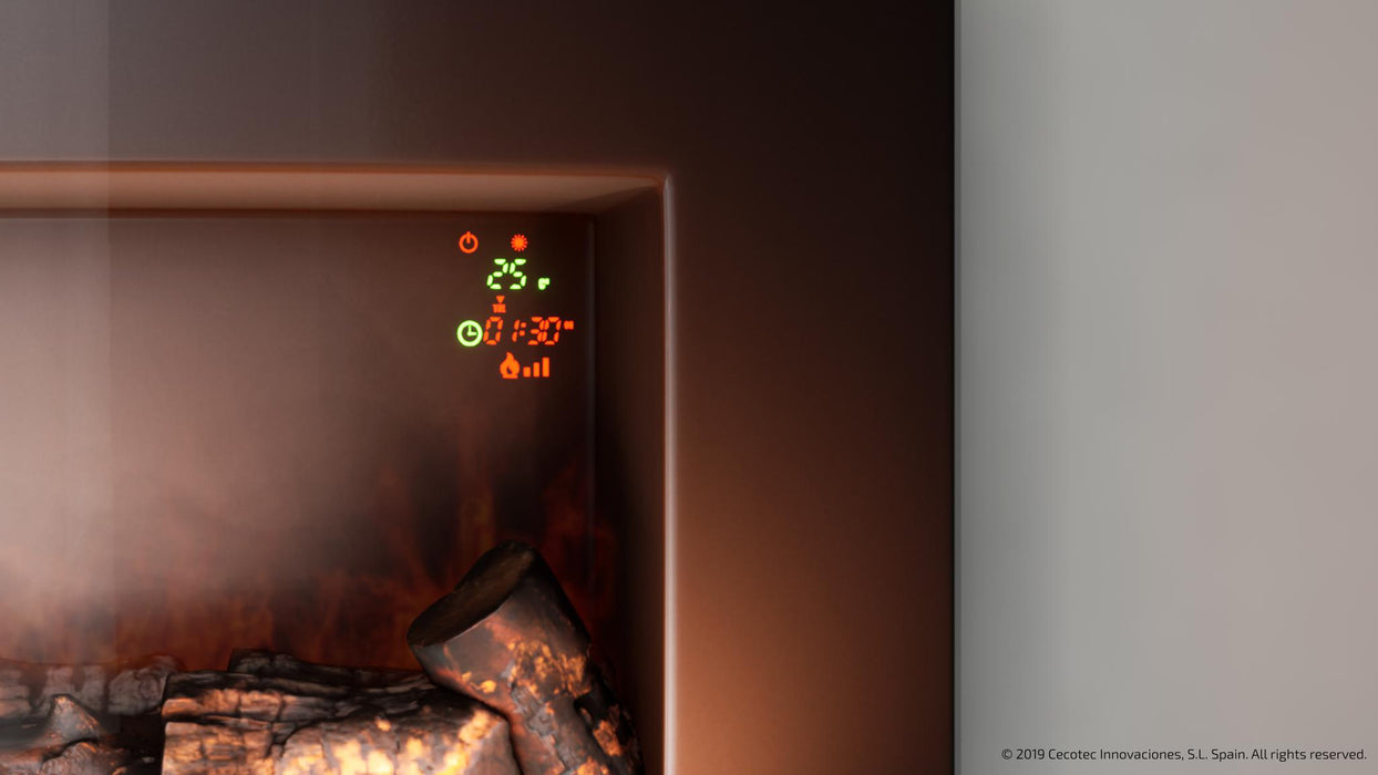 Șemineu electric decorativ Cecotec Ready Warm 2210 Curved Flames, 2000 W, 16,5 × 39,8 × 56 cm, negru