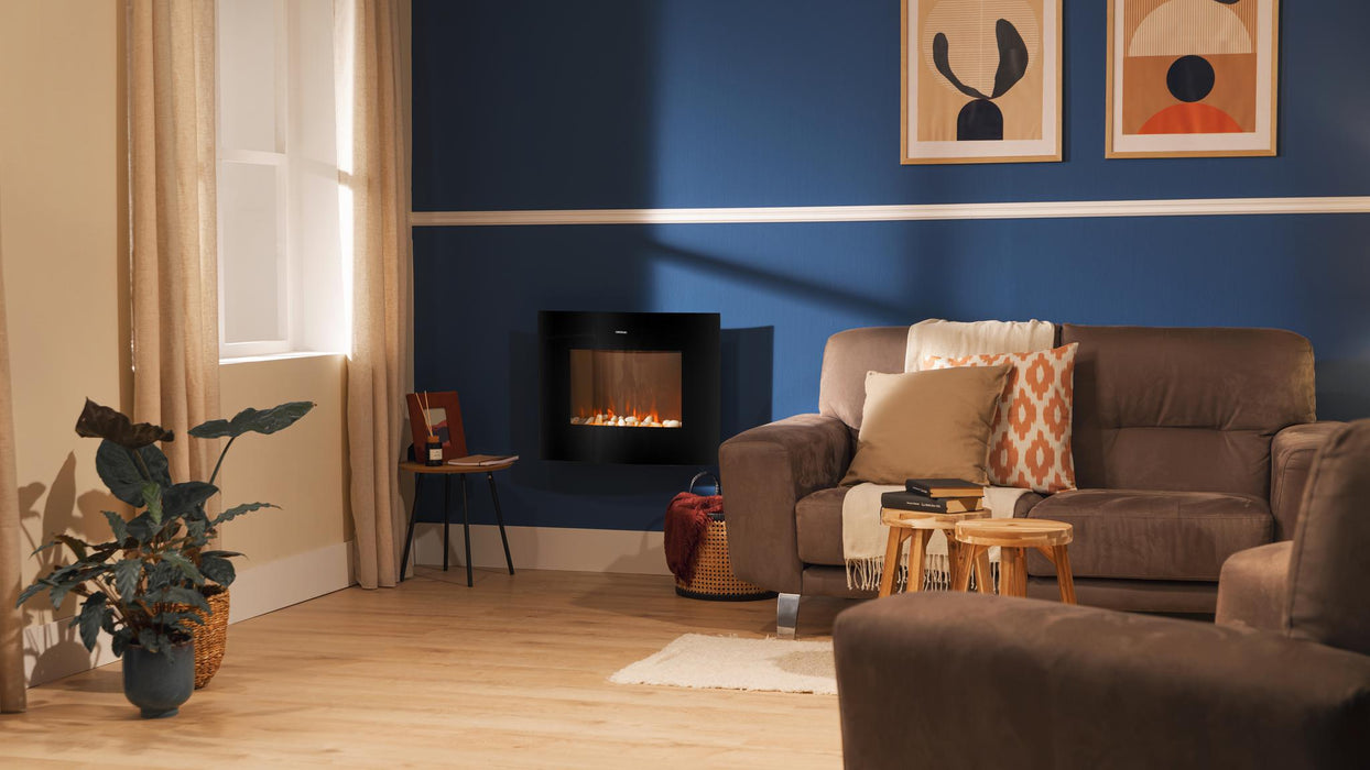 Șemineu electric Cecotec ReadyWarm 2650 Curved Flames Connected, 2000 W, 2 trepte, 66 × 15 × 52 cm, negru