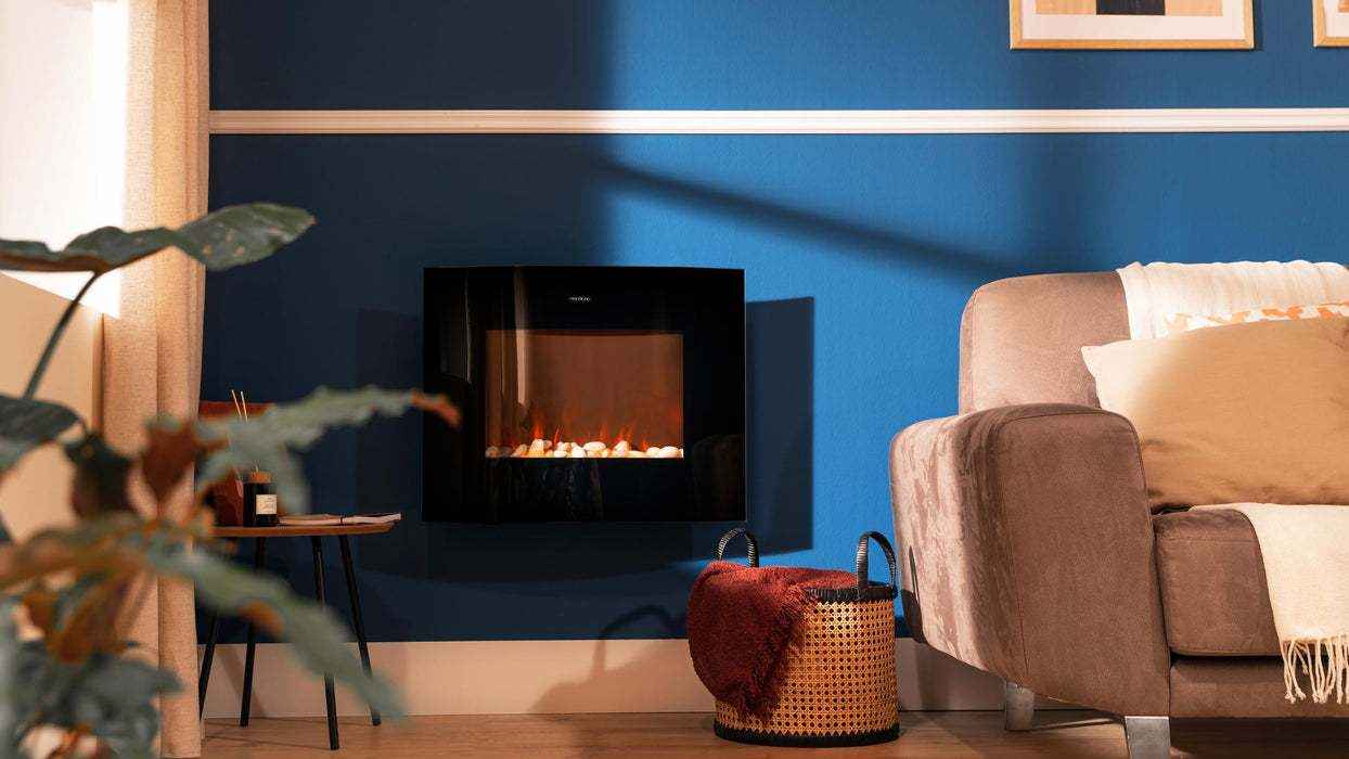 Șemineu electric Cecotec ReadyWarm 2650 Curved Flames Connected, 2000 W, 2 trepte, 66 × 15 × 52 cm, negru